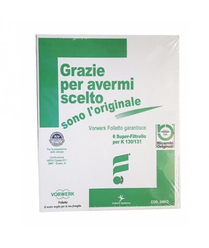 Folletto Confezione 6 Superfiltrello Vk130/ Vk131