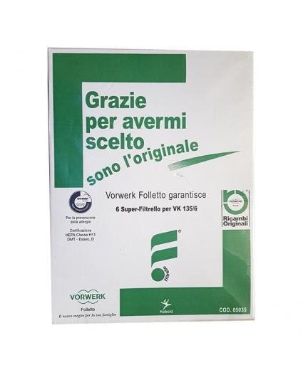 Folletto Confezione 6 Superfiltrello  Vk135/136